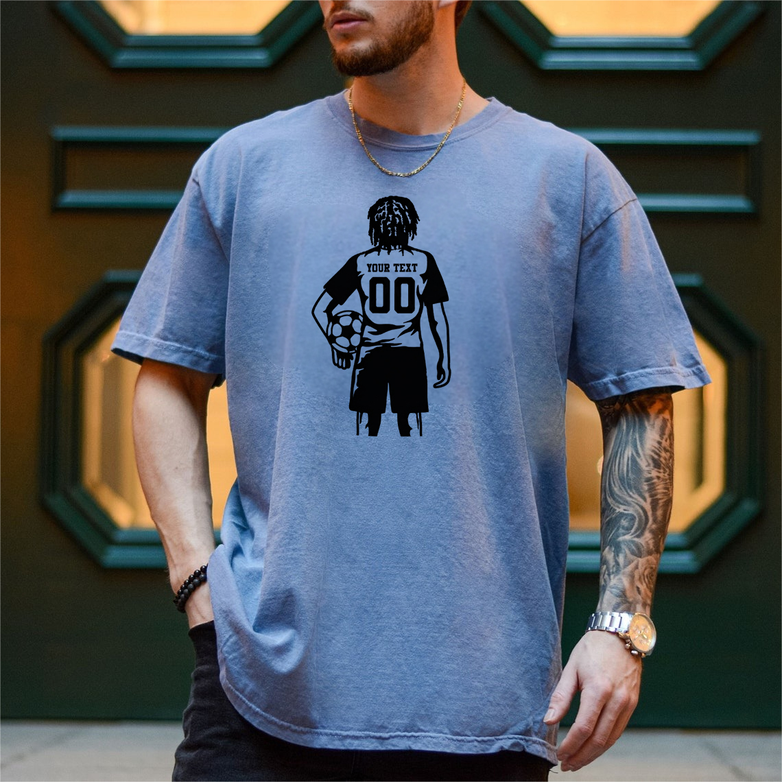 Personalized Soccer Football Portrait Printing T-shirt Sweatshirt