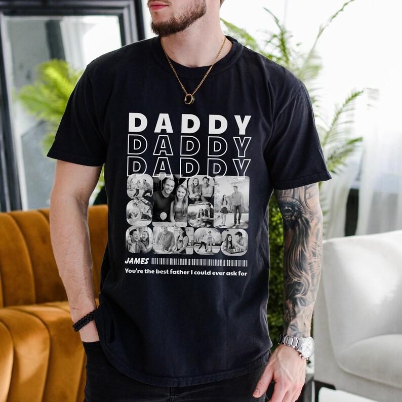Custom Daddy Photo Collage T-Shirt With Name & Message, Father's Day Gift