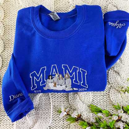 Custom Mama Sweatshirt with Photo  Mama and Kids Portrait Family Portrait Hoodie Gift For Mother's Day