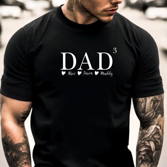 Custom Dad 3 Shirt With Kids Names, Father Of 3 Kids, Fathers Day Gift