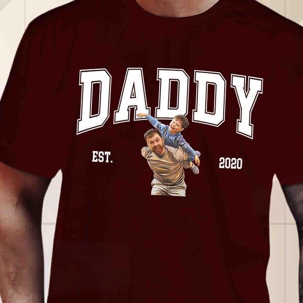 Personalized Dad Portrait Shirt, Daddy Est Shirt,Fathers Day Gifts For Husband Daddy
