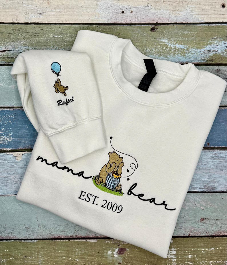 Custom Embroidered Sweatshirt Classic Mama Bear with EST Date