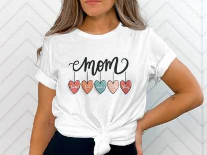 Custom MOM GRAPHIC TEE Women's Cute Heart Design T-Shirt Mother's Day Gift Gift for Mom Special