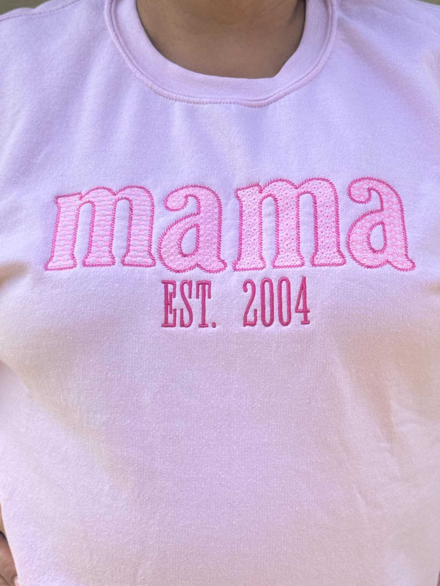 Custom Embroidered Side Bow Mama Sweatshirt, Coquette Side Bow Shirt, Personalized Gift