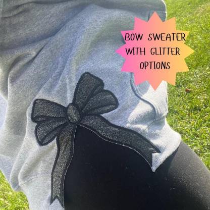 Custom Glitter Embroidered Bow Mom Sweatshirt Viral Side Bow Sweatshirt Personalized Mother's Day Gift
