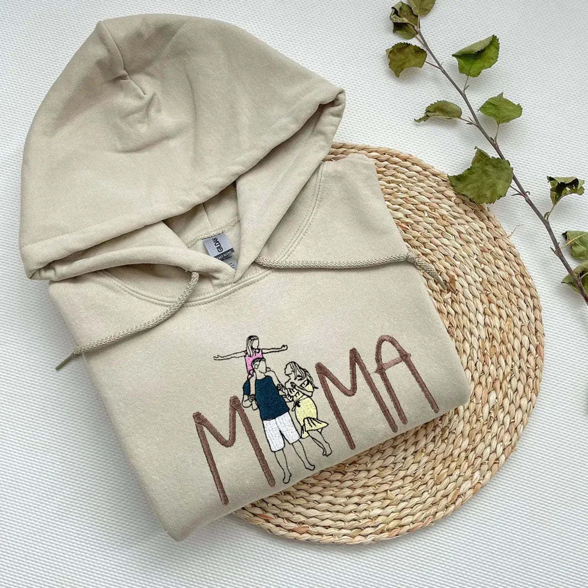 Custom Mama in Family Portrait Photo Full Embroidered Sweatshirt