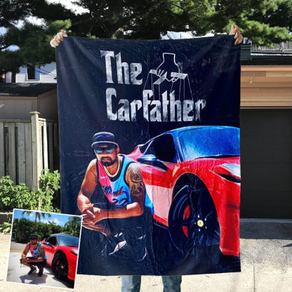 Personalized Photo Car Blanket with Hand Pattern Creative Present for Father