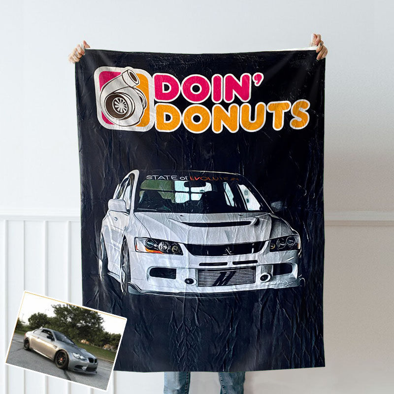 Custom Picture Car Blanket with Turbine Pattern Unique Present for Friends