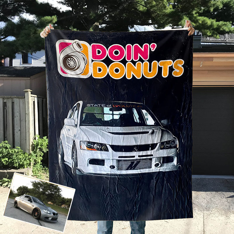 Custom Picture Car Blanket with Turbine Pattern Unique Present for Friends