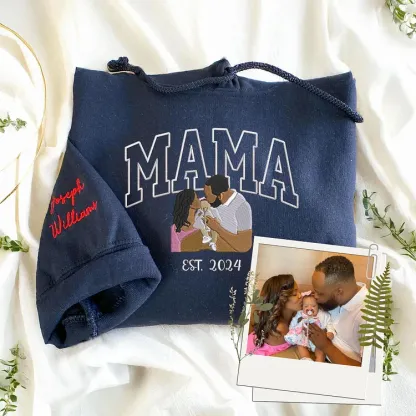 Custom Embroidered Mama Sweatshirt with Photo💖