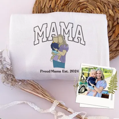 Custom Embroidered Mama Sweatshirt with Photo💖