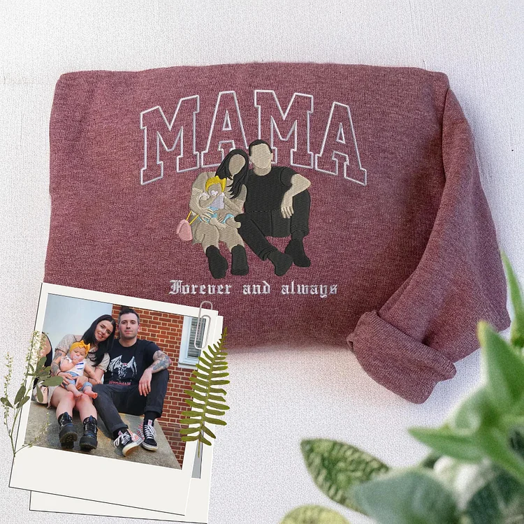 Custom Embroidered Mama Sweatshirt with Photo💖