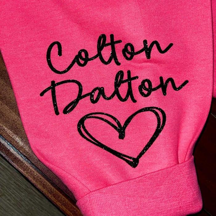 Custom Leopard Glitter Mama Sweatshirt, Kids Name on Sleeve, Mothers Day Mom Gift