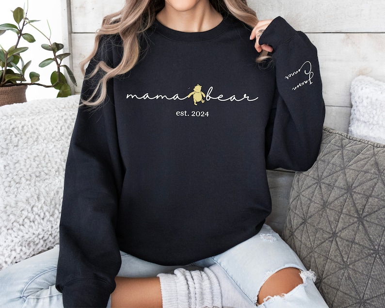 Personalized Mama Bear Est Year Sweatshirt With Kids Names