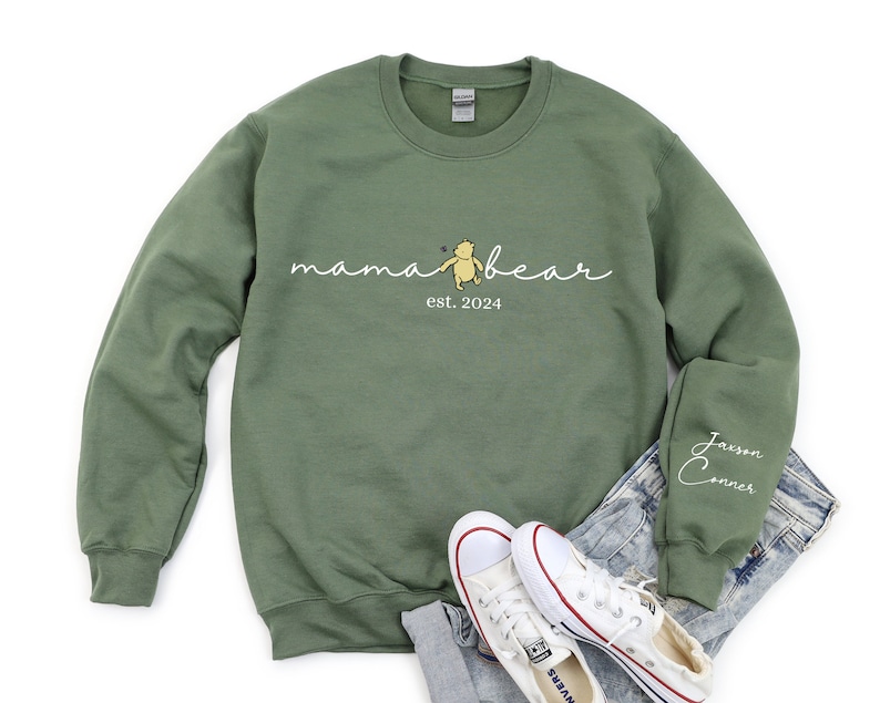 Personalized Mama Bear Est Year Sweatshirt With Kids Names