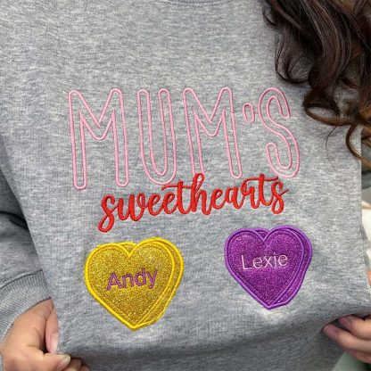 Personalized Mama’s Sweethearts Glitter Embroidered Sweatshirt