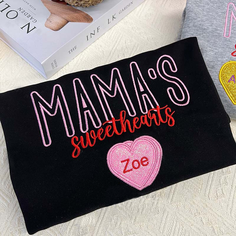 Personalized Mama’s Sweethearts Glitter Embroidered Sweatshirt