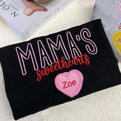Personalized Mama’s Sweethearts Glitter Embroidered Sweatshirt