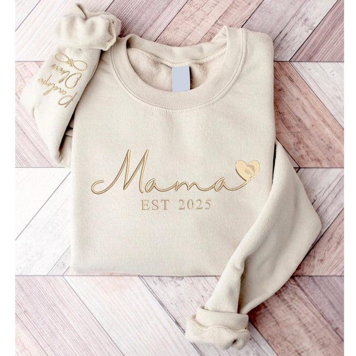 Custom Mama Embroidered Sweatshirt, Personalized Mama Crewneck