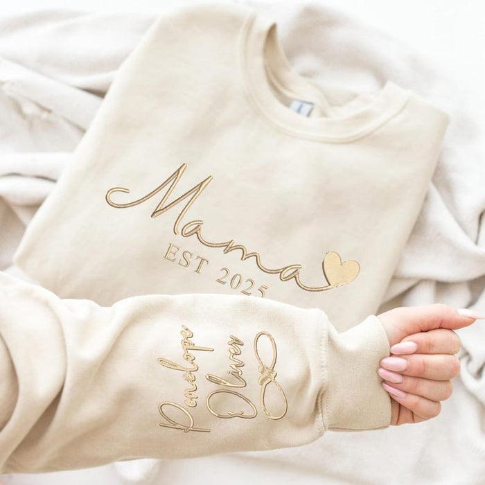 Custom Mama Embroidered Sweatshirt, Personalized Mama Crewneck