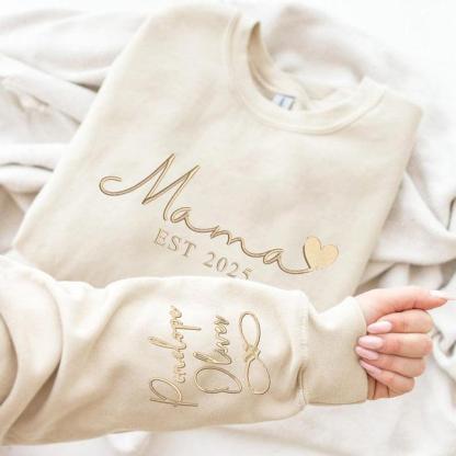 Custom Mama Embroidered Sweatshirt, Personalized Mama Crewneck