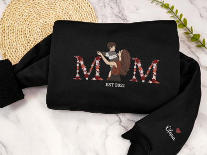 Custom Floral Date Portrait Embroidered Hoodie