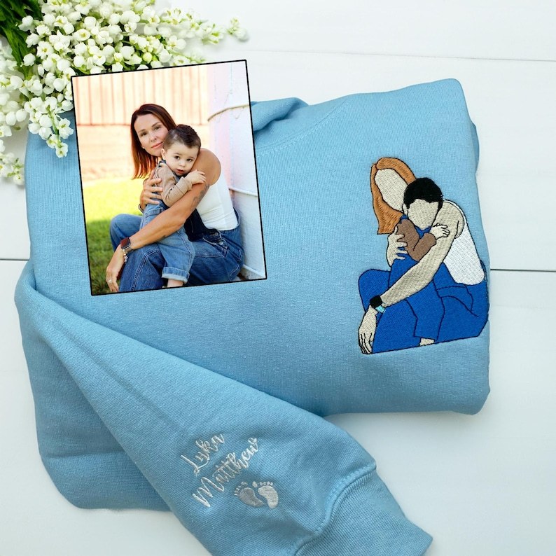 Custom Embroidered Sweatshirt With Photo Portrait