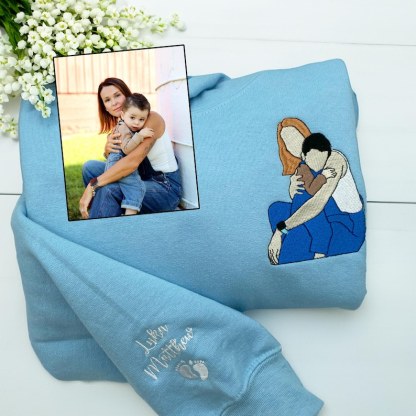 Custom Embroidered Sweatshirt With Photo Portrait