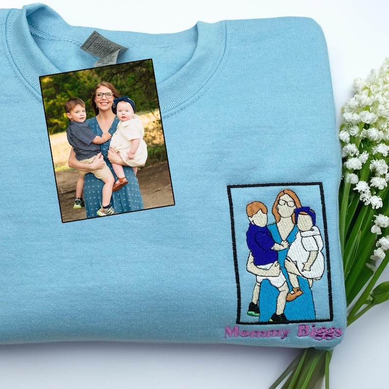 Custom Embroidered Sweatshirt With Photo Portrait
