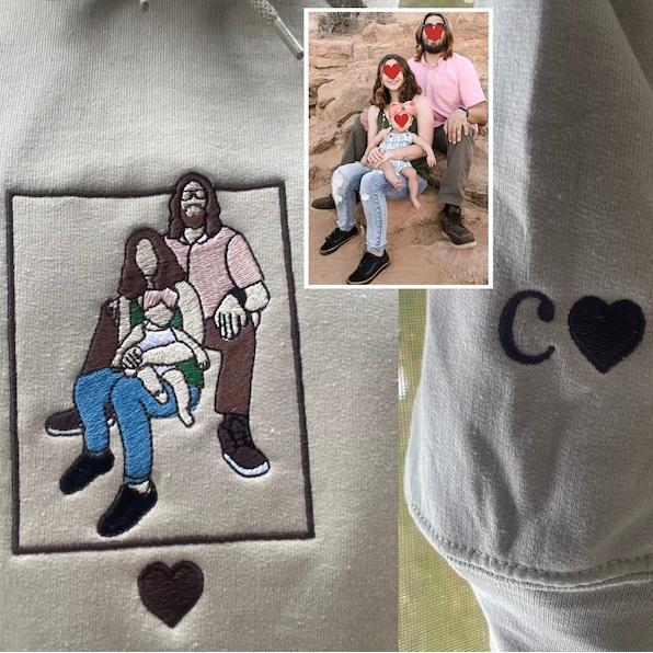 Custom Embroidered Sweatshirt With Photo Portrait