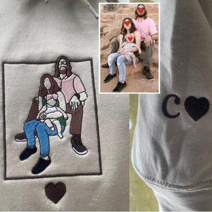 Custom Embroidered Sweatshirt With Photo Portrait