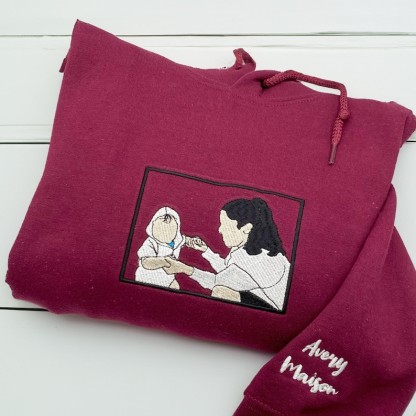 Custom Embroidered Sweatshirt With Photo Portrait
