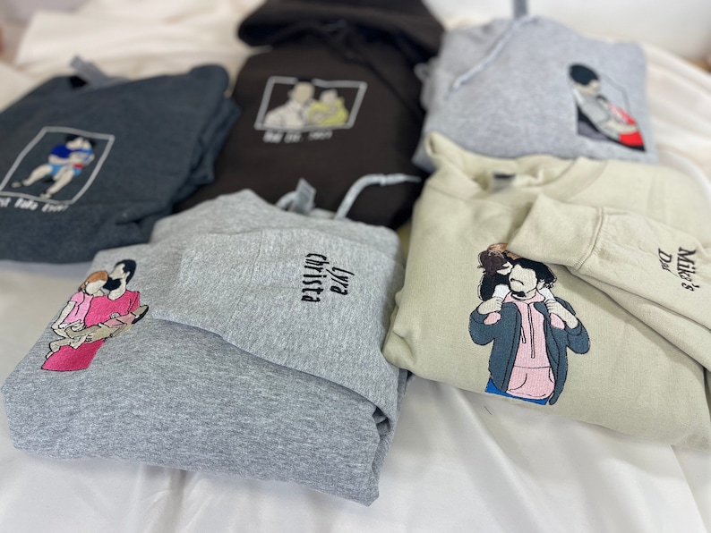 Custom Embroidered Sweatshirt With Photo Portrait