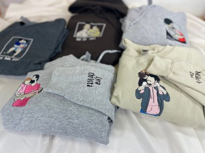 Custom Embroidered Sweatshirt With Photo Portrait