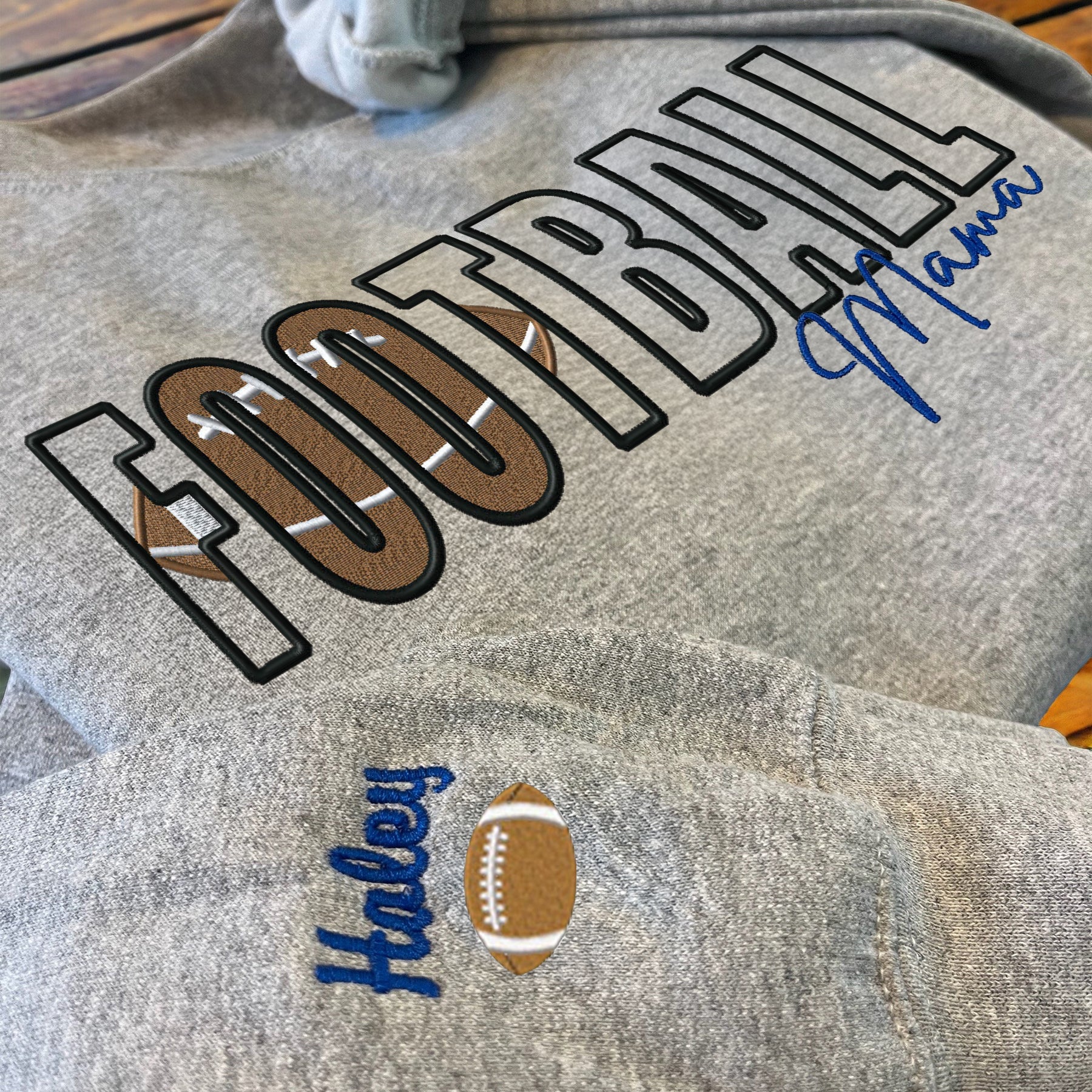 CustomFootball Embroidered Mama/Mom/Nana Sweatshirt