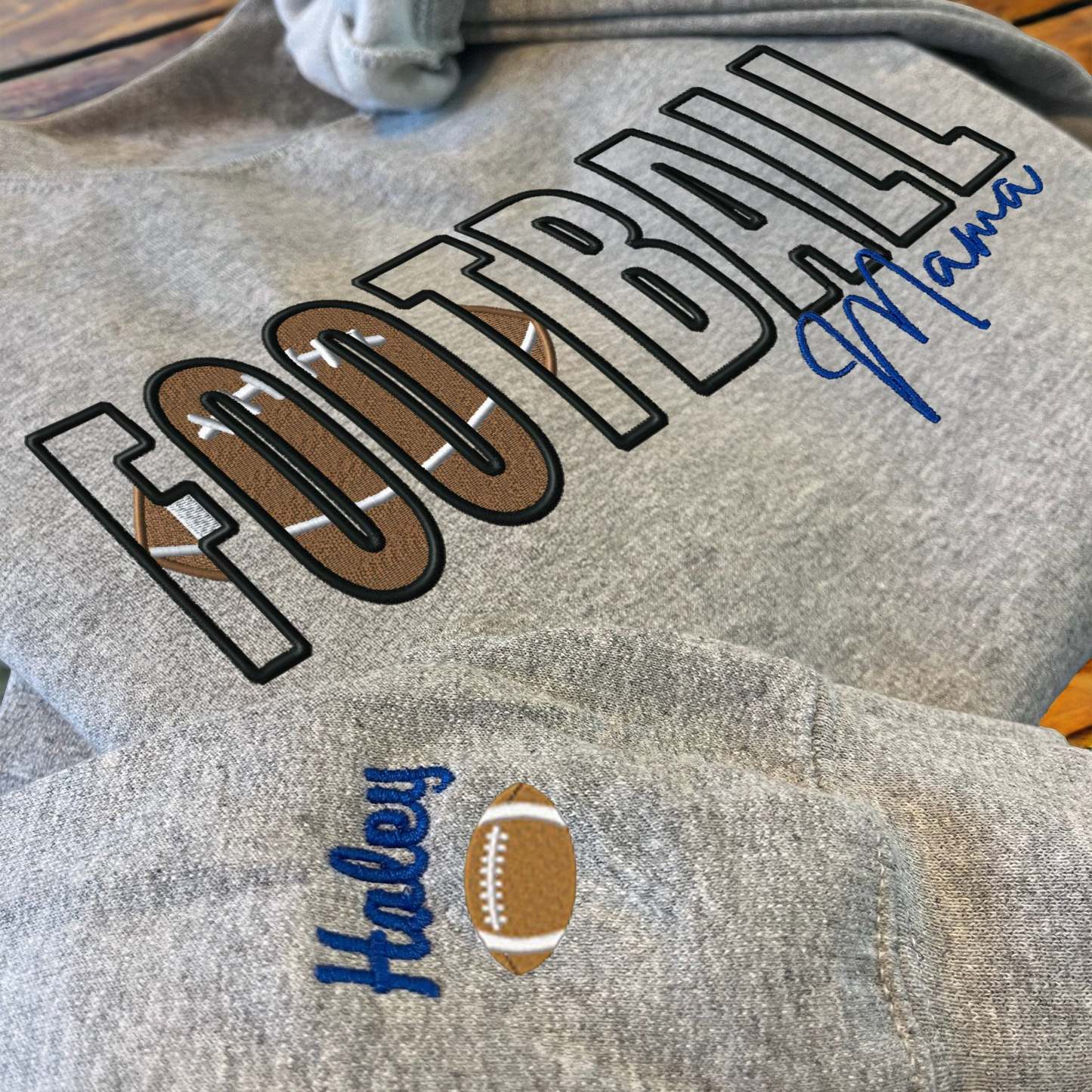 CustomFootball Embroidered Mama/Mom/Nana Sweatshirt