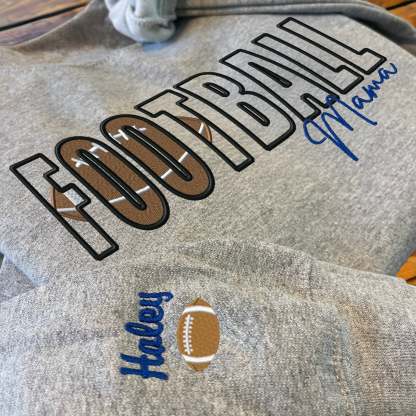 CustomFootball Embroidered Mama/Mom/Nana Sweatshirt