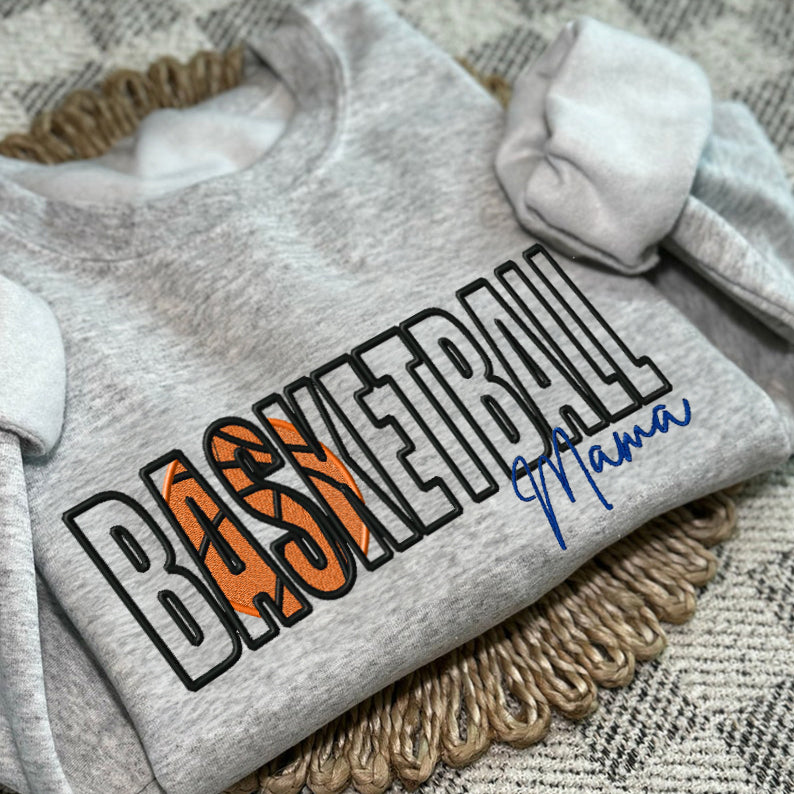 Custom Basketball Embroidered Mama/Mom/Nana Sweatshirt