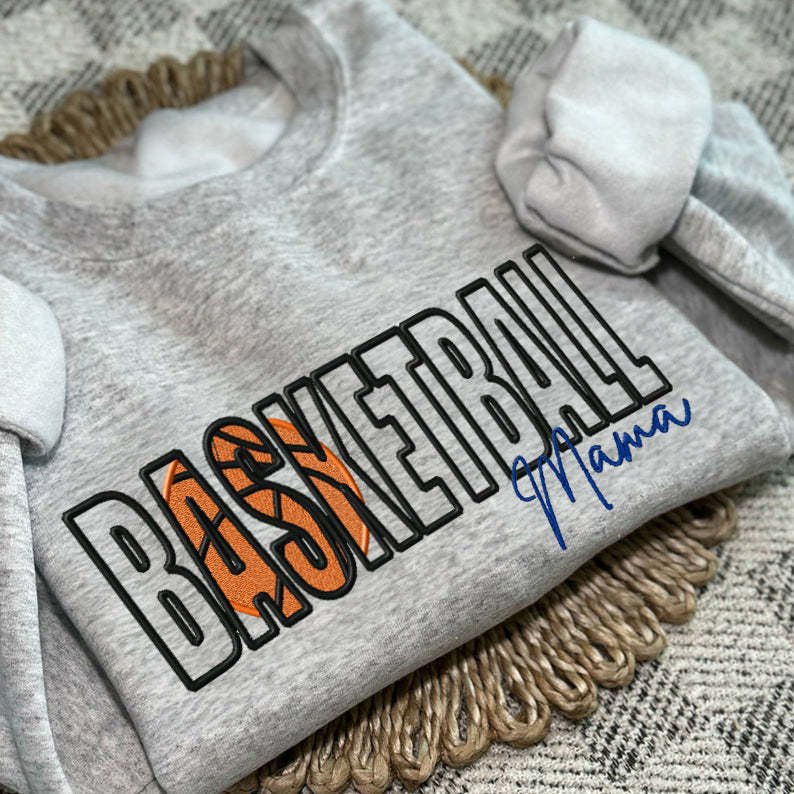 Custom Basketball Embroidered Mama/Mom/Nana Sweatshirt
