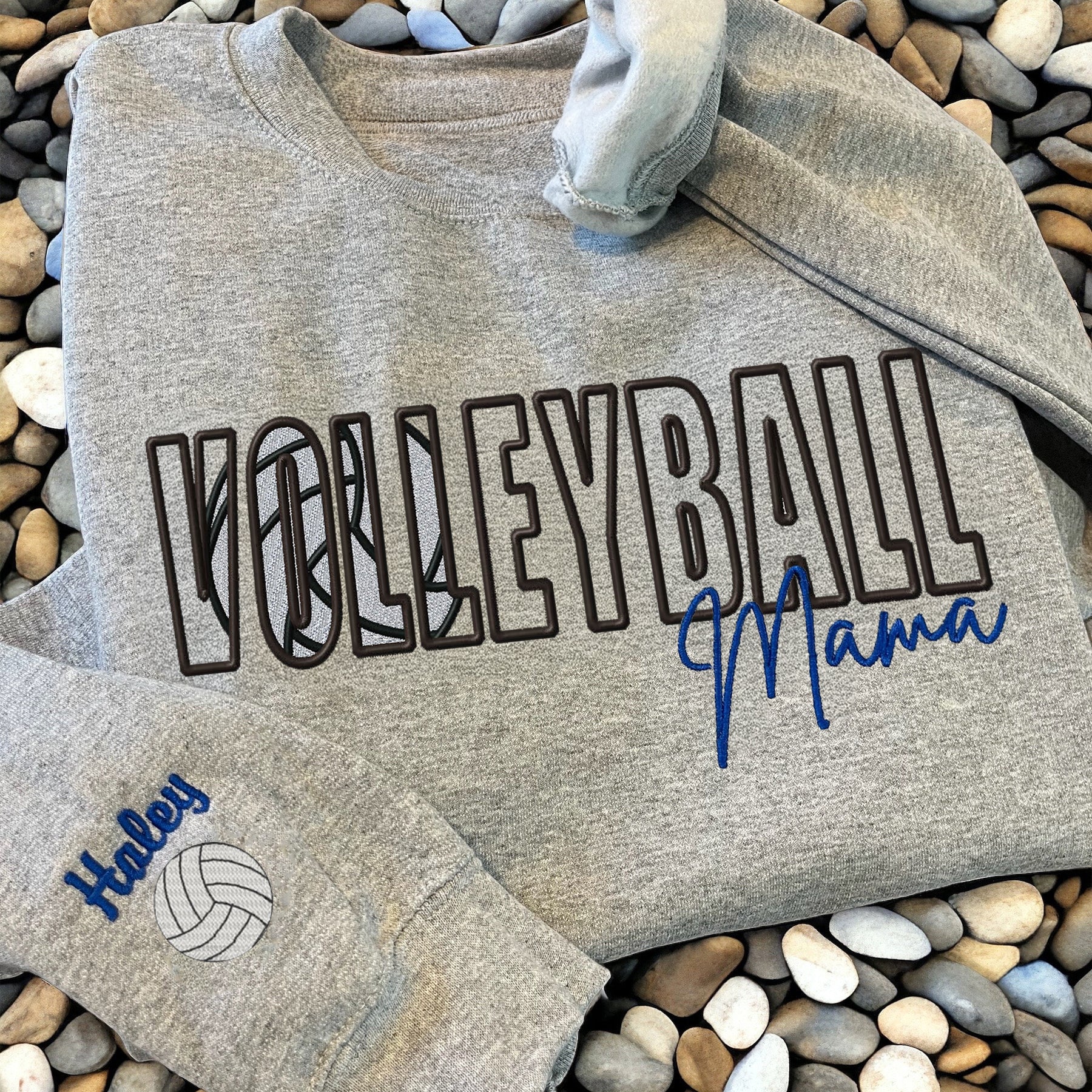 Custom Volleyball Embroidered Mama/Mom/Nana Sweatshirt