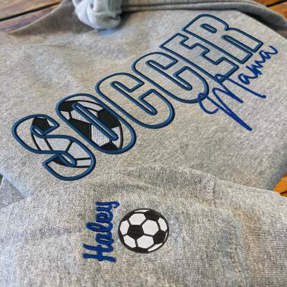 Custom Soccer Embroidered Mama/Mom/Nana Sweatshirt