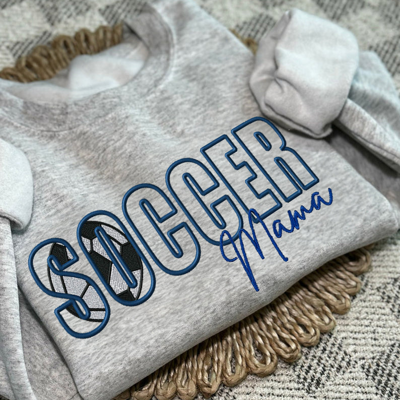 Custom Soccer Embroidered Mama/Mom/Nana Sweatshirt