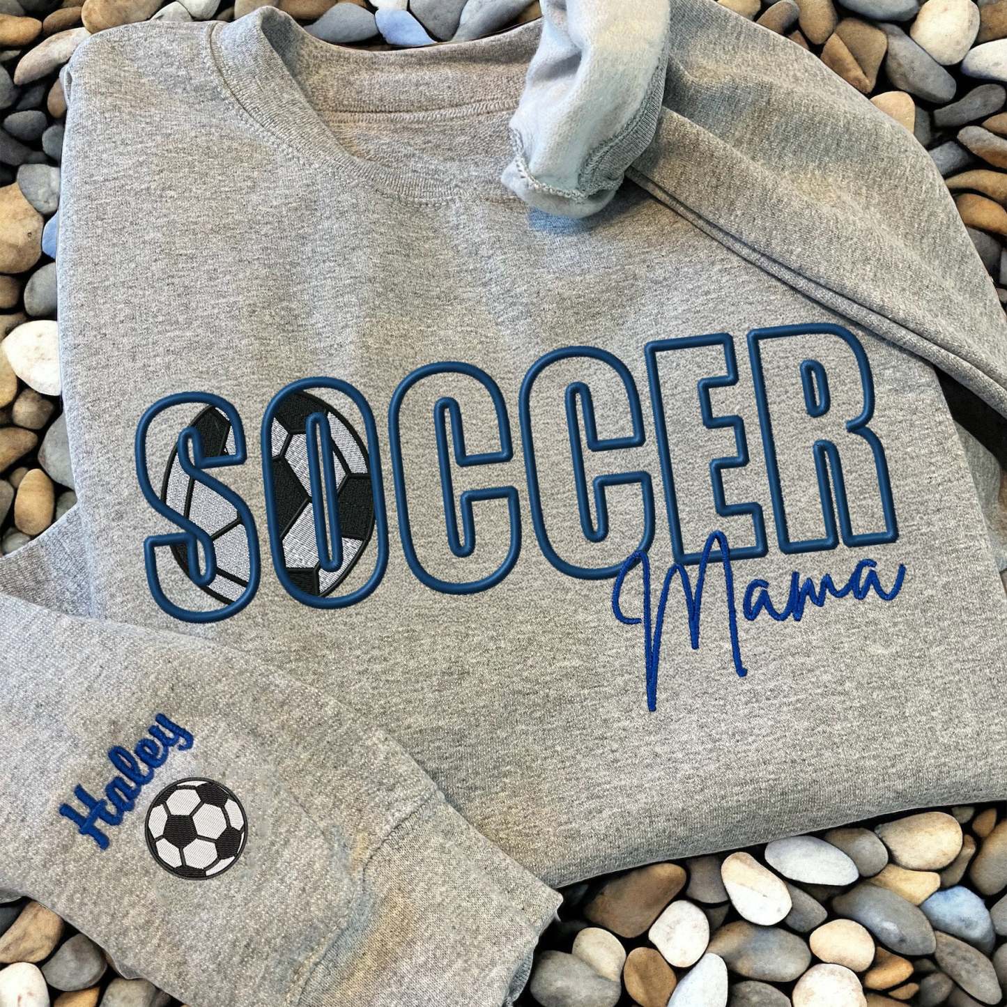 Custom Soccer Embroidered Mama/Mom/Nana Sweatshirt