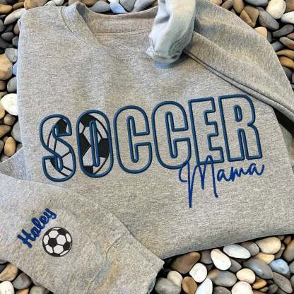 Custom Soccer Embroidered Mama/Mom/Nana Sweatshirt