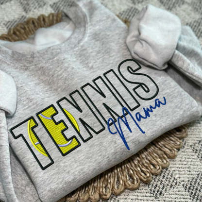 Custom Tennis Embroidered Mama/Mom/Nana Sweatshirt
