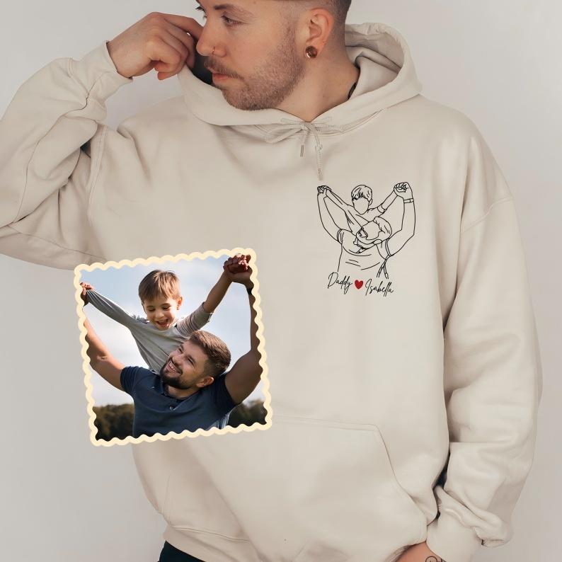 Custom Dad Embroidery Portrait Sweatshirt From Photo