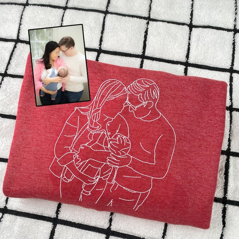 Personalized Family Outline Embroidery Portrait Sweatshirt