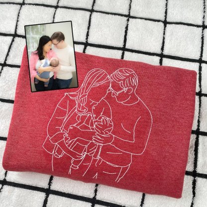 Personalized Family Outline Embroidery Portrait Sweatshirt