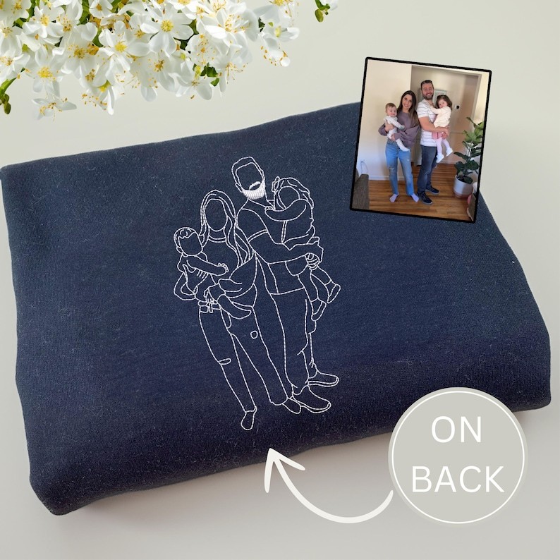 Personalized Family Outline Embroidery Portrait Sweatshirt