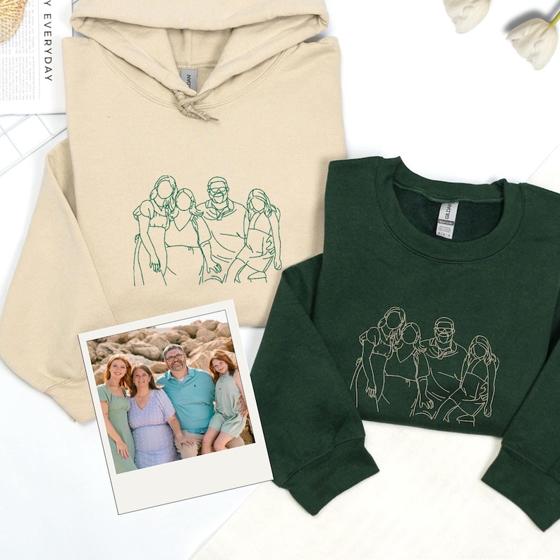 Personalized Family Outline Embroidery Portrait Sweatshirt